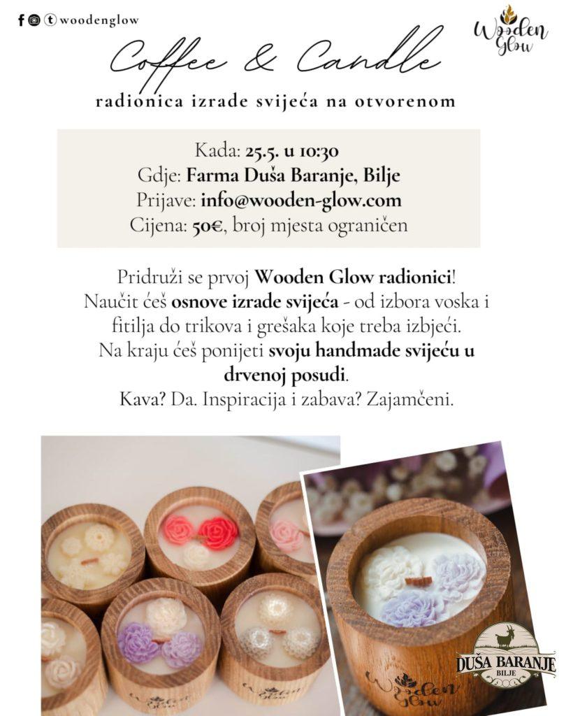 Letak s informacijama o Wooden Glow radionici izrade svijeća u Bilju